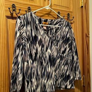 Ruby Rd. Black and White Patterned Blouse